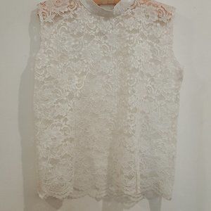 White Dantel (lacy) sleeveless woman's top